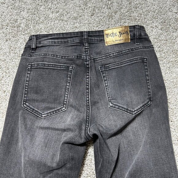 Desigual Exotic Jeans Black Embroidered Floral Pattern Slim Fit Womens Denim - Picture 6 of 14